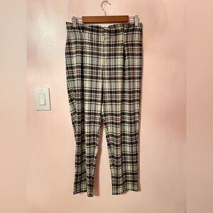 Free People Brown and Cream Checkered Pants